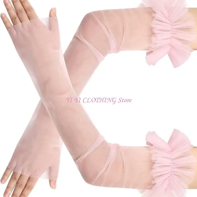 N5KF Seethrough แขนแขนถุงมือถุงมือผ้าคลุมแขนสำหรับชุดแต่งงานชุดแต่งงานของเจ้าสาว