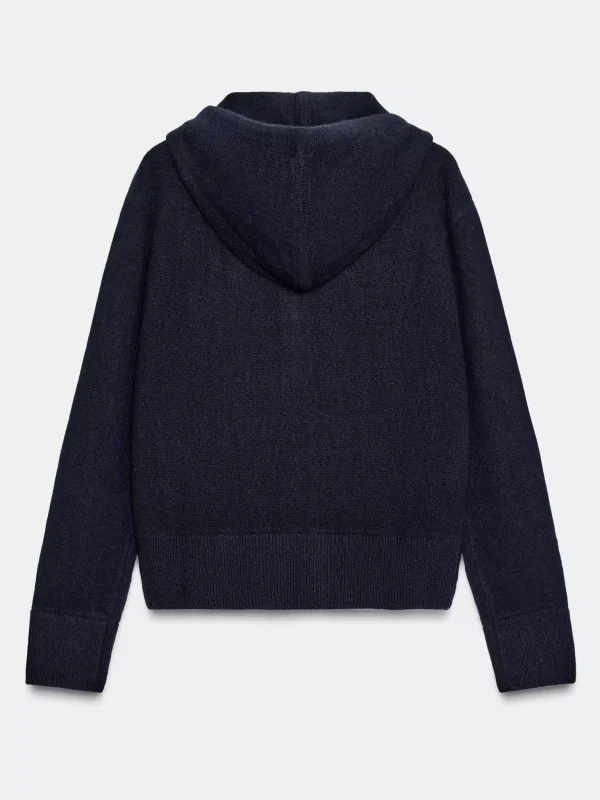 Zimowy Nowy Model Damski Sweter Rozpinany z Kapturem na Zamek, Wełniany, w Stylu Vintage, Swobodny, Dzianinowy, Regularny Krój, Długi Płaszcz z Kapturem