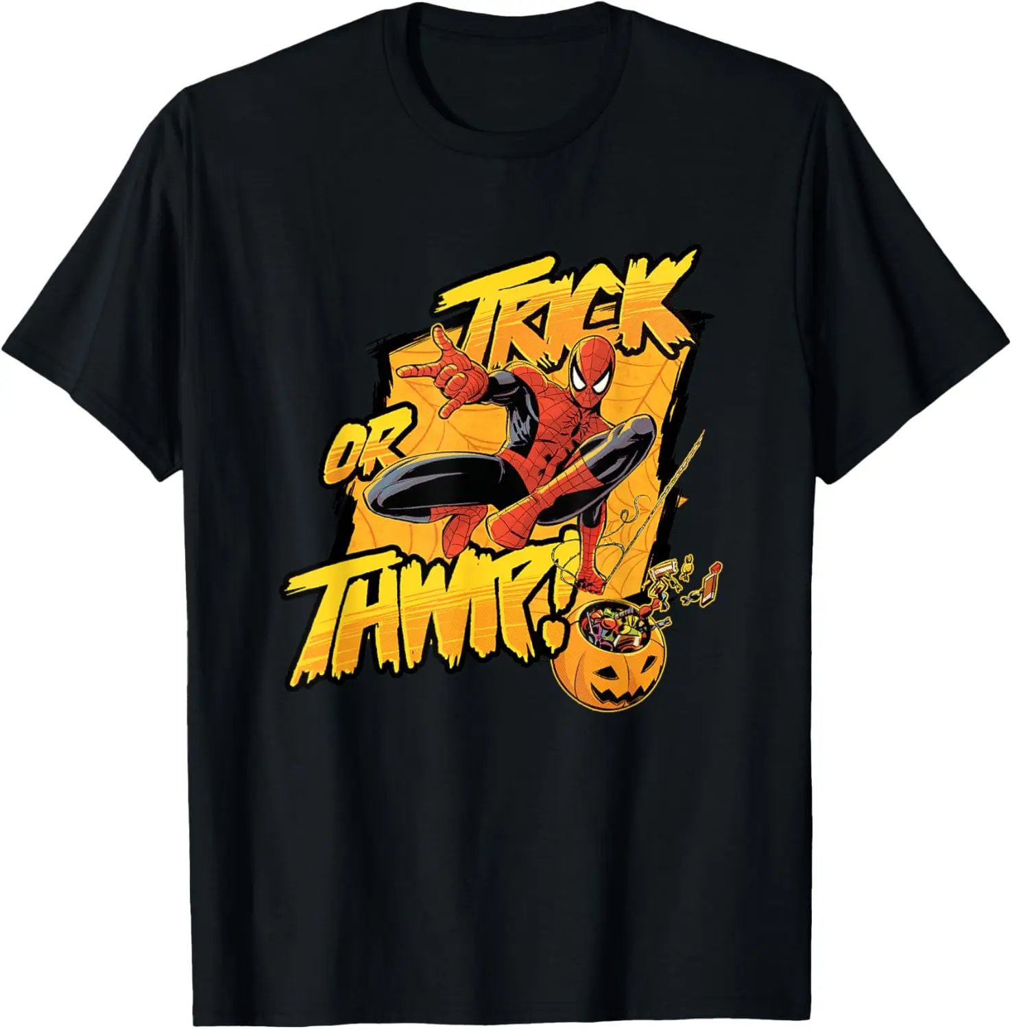 

Marvel Classic Halloween Spider-Man Trick Or Thwip Logo T-Shirt