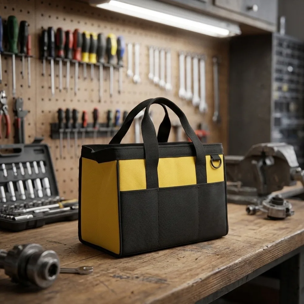 For Construction Sites Oxford Tool Bag DIY Storage Sack Comfortable Shoulder Tool Bag Reinforced Double Straps