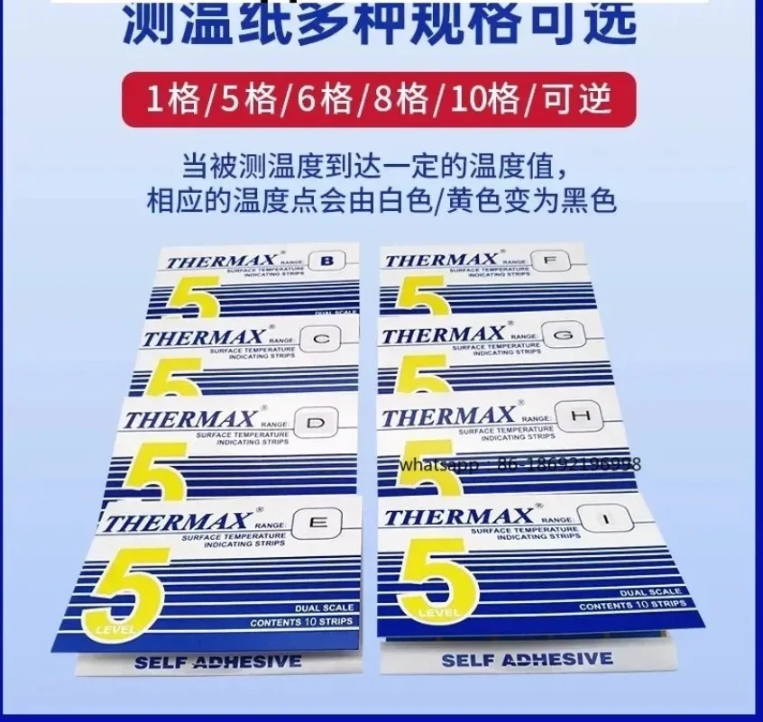 

Британская бумага для измерения температуры Thermax, лабораторная самая высокая реверсивная наклейка с температурой, восемь сеток, десять сеток, 10 полосок