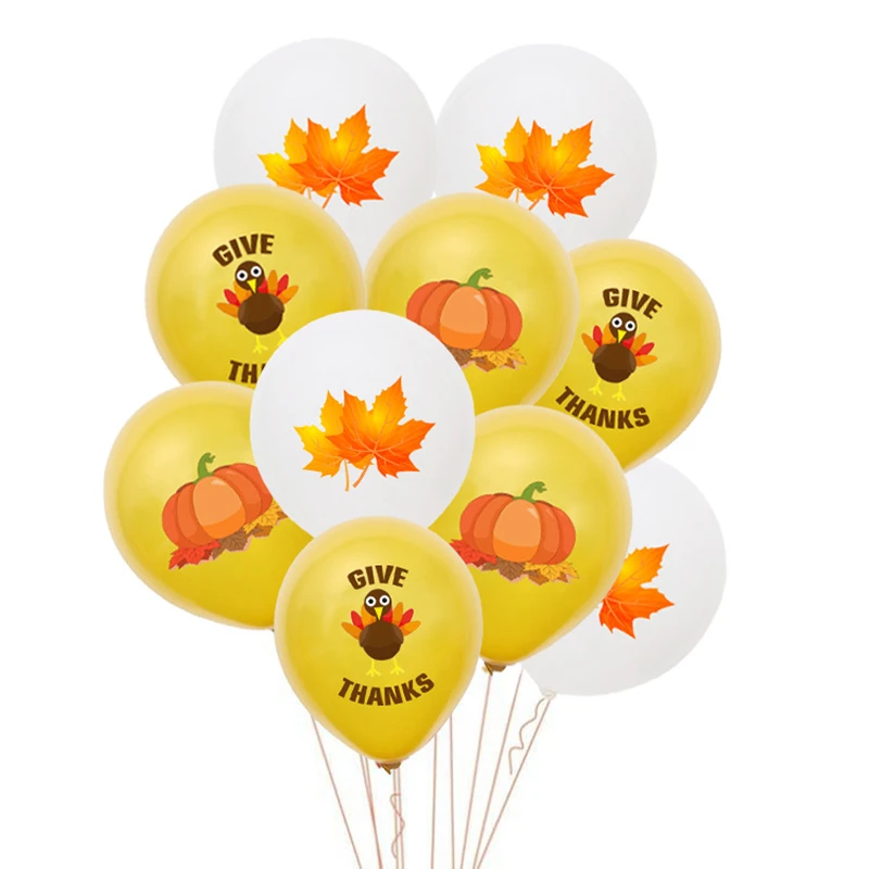 Thanksgiving Latex Balloon, Turkey, Pumpkin, Party Decoration, 10 cm, 12