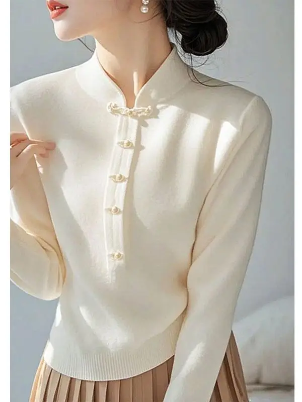 جديد الصينية Sle ضوء الاتجاه الوطني f عالية طوق سترة المرأة محبوك قاعدة irt تخفيف Sle سليم صالح طويل Sve #4