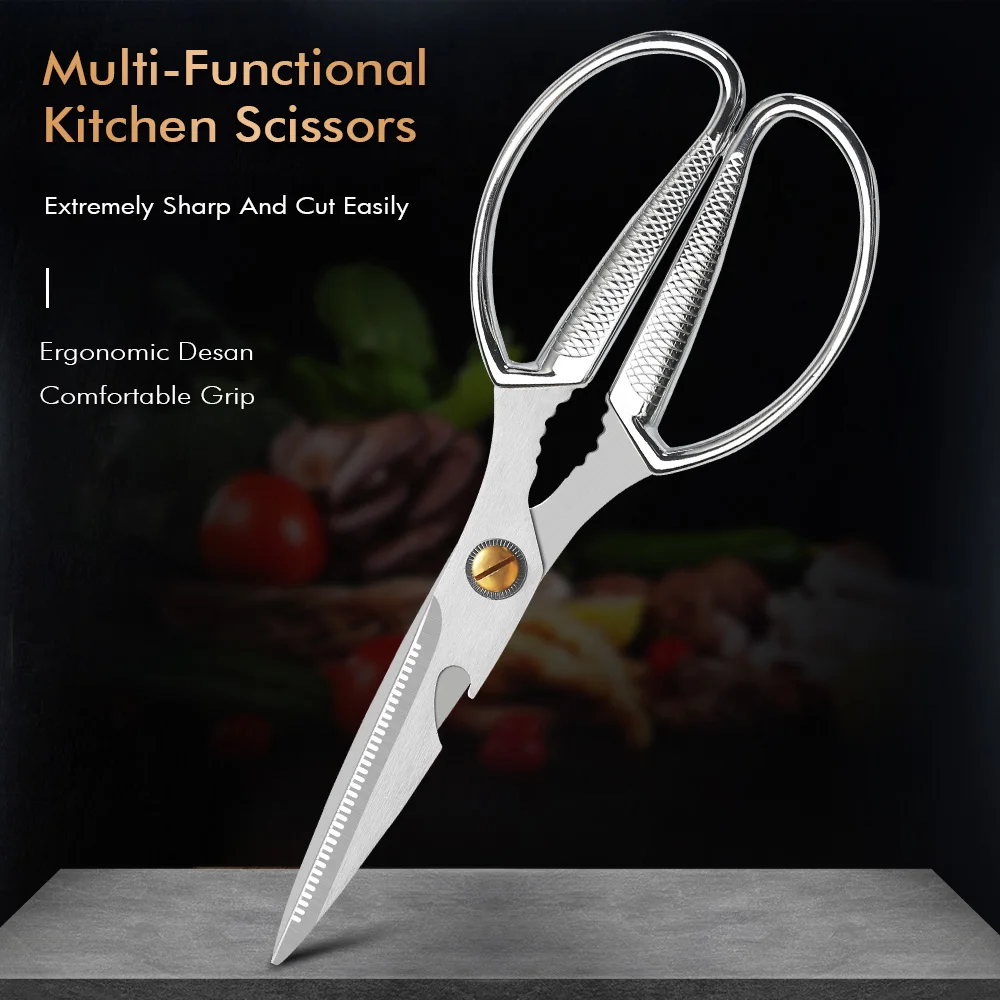 Turwho-Stainless Steel Scissors for Fish Meat, Sharp, Multifunction, Chicken Bone, Kitchen Accessories, Gadgets
