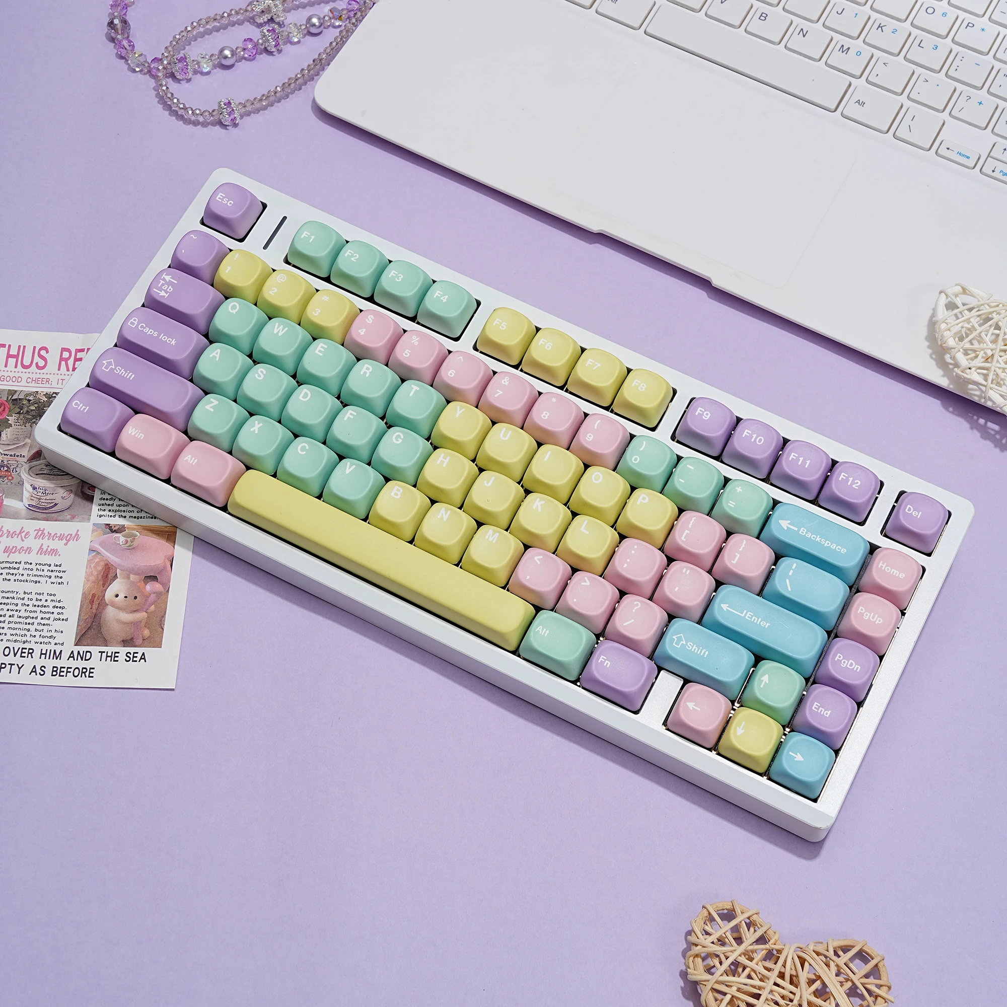 Moa 7U Alice Layout MTUN Keycaps PBT Space Keys for Mechanical Keyboards Compatible with Russian Korean Spanish German GMK