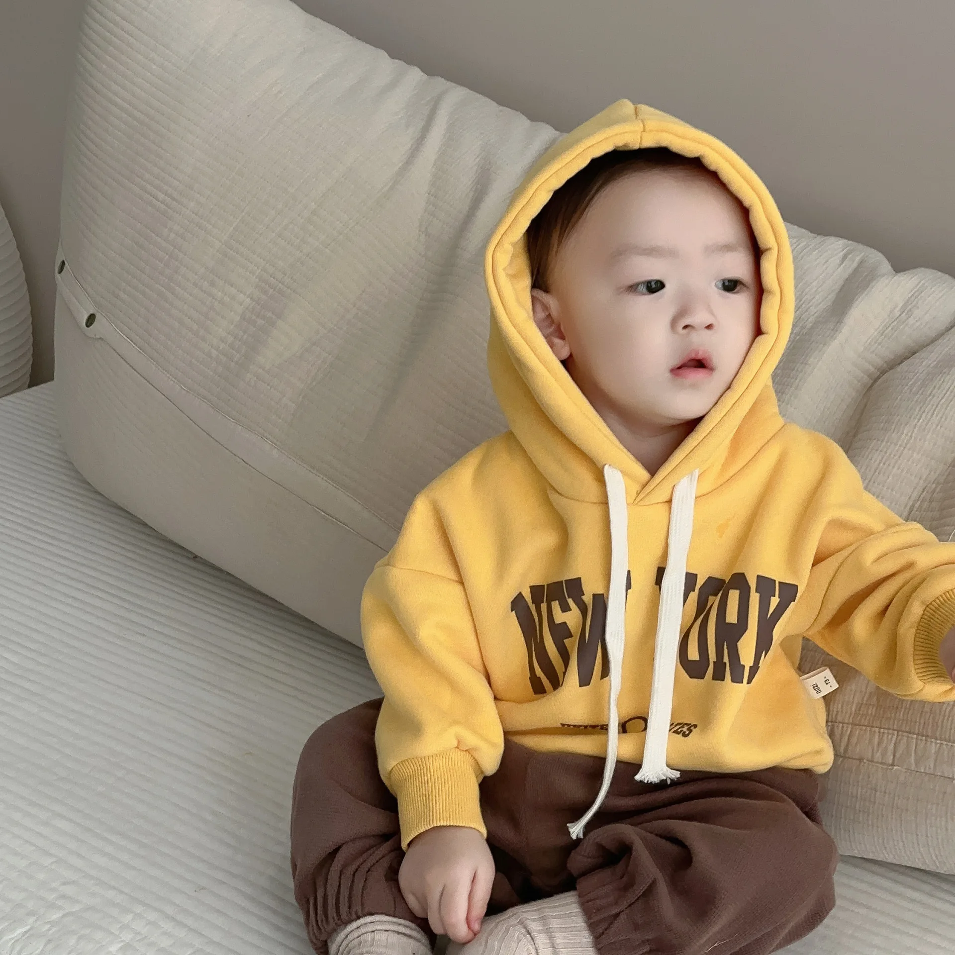 2024 Autumn New Baby Long Sleeve Hooded Sweatshirt Cotton Infant Boy Girl Letter Print Hoodie Children Versatile Casual Pullover