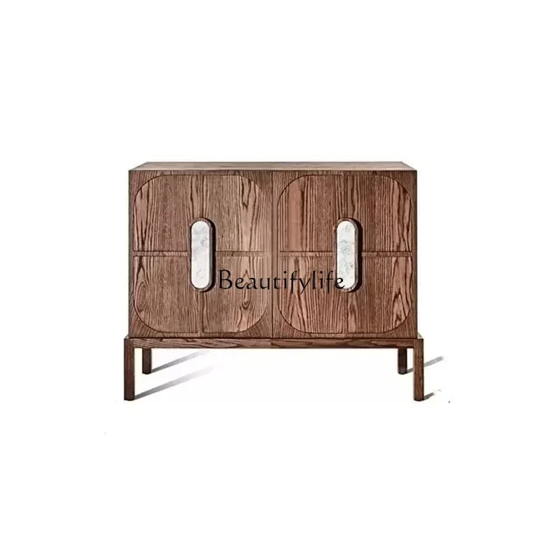 

ls 42American retro home entrance cabinet solid wood carving flower living room wall storage medium antique locker