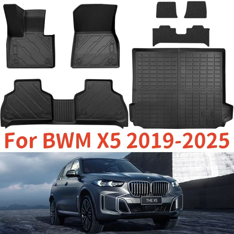 

For BWM X5 2019-2025 LHD TPE Floor Mats & Trunk Mat, All Weather Floor Liners Cargo Liners TPE Heavy Duty Pad