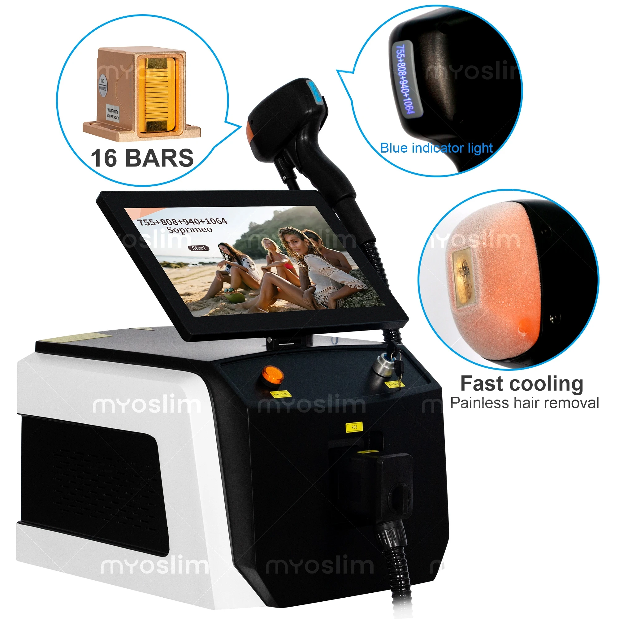 Professional 10Bars 4 Wavelength Diode Laser Beauty Device 755 808 940 1064nm Stable Energy Salon Hair Care Cosmetic Equipment