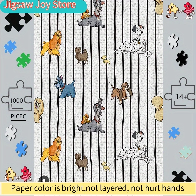 Disney  Classic 101 Dalmatians Dog Puzzle - Cute Pet Dog Illustrations, High-Quality White Card Material, Portable & Portable,