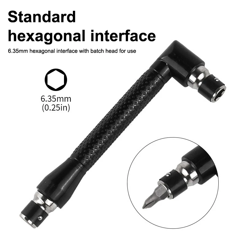 【BA】L Type 1/4 Hexagon Screwdriver Bit 90 Degree Double End Handle Black 6.35mm Wrench Tool For Matching Bits Set