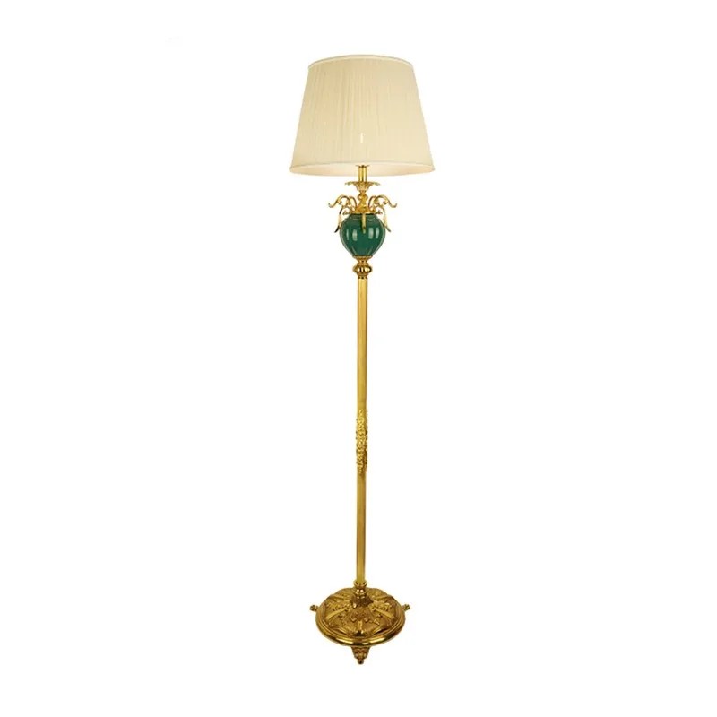 French European retro all-copper floor lamp, living room sofa, bedroom lamp, medium antique advanced vertical lamp