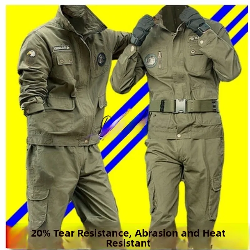 

Легкий хлопковый камуфляжный рабочий костюм для мужчин, осенний, для сварки, авторемонта, термостойкая промышленная спецодежда