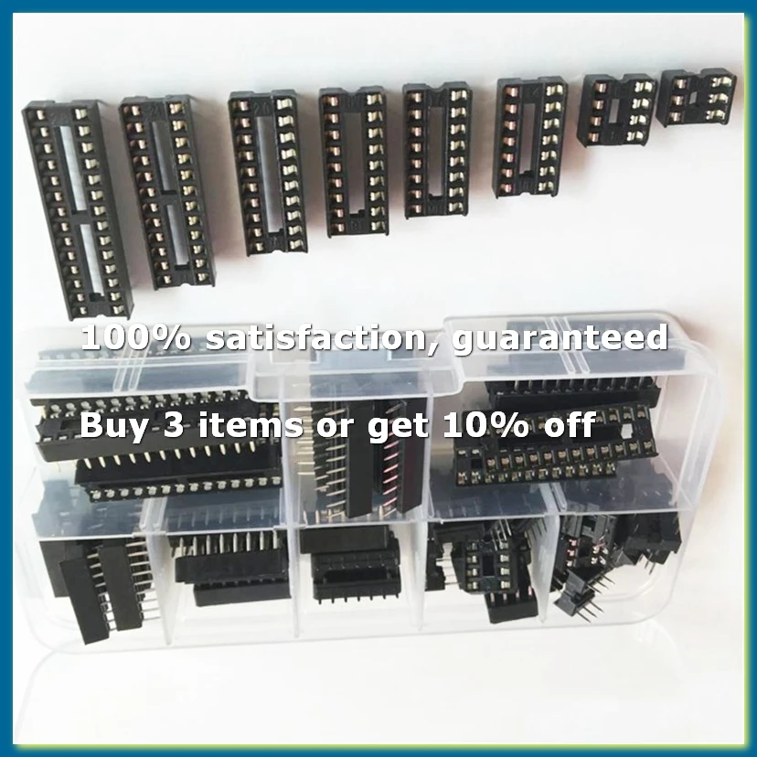 66Pcs DIP IC Sockets Adaptor Solder Type Socket Kit 6,8,14,16,18,20,24,28 Pin for PCB Diy Kit-DTD2