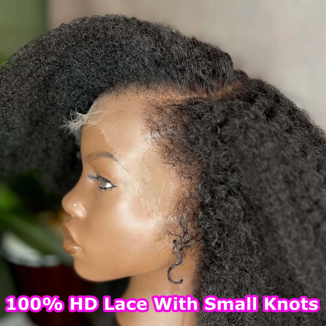 

4c Kinky Edges Baby Hair 13x6 Kinky Straight Invisible HD Lace Front Human Hair Wigs For Women 4x4 HD Lace Frontal Closure Wig