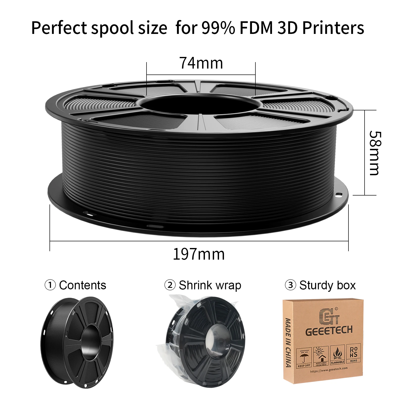 Filament Geeetech 2Kg Standard PLA 1.75mm, materiał plastikowy do drukarek 3D, precyzja 0.03mm, pasuje do większości drukarek FDM. — zdjęcie produktu 5