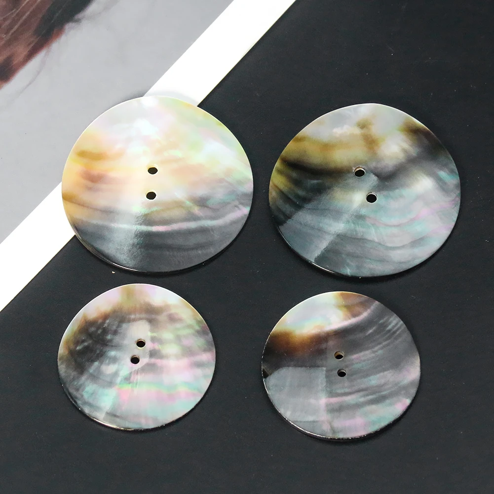 Muy Bien 4pcs Natural Shell Buttons Black Mother of Pearl 2 Hole Buttons DIY Crafts Clothing Sewing Accessories Scrapbook