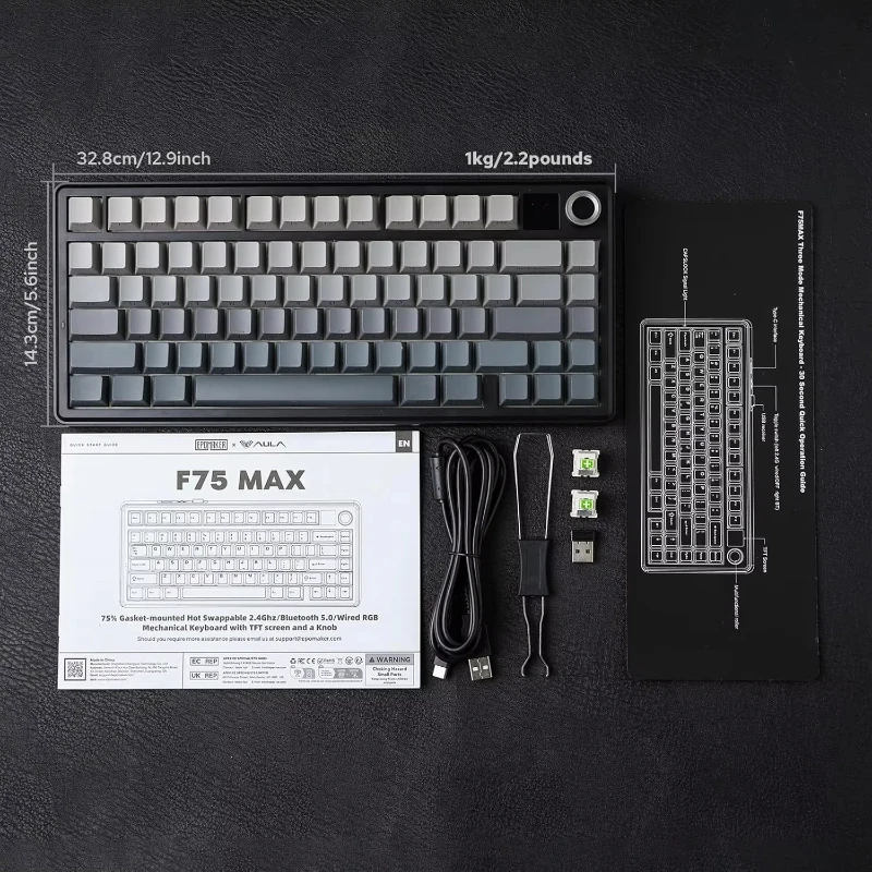 AULA F75/F75‑Max Wireless Mechanical Keyboard 75‑Key Smart Display Hot‑Swap RGB Backlit Tri‑Mode Gaming Keypad For PC Esports