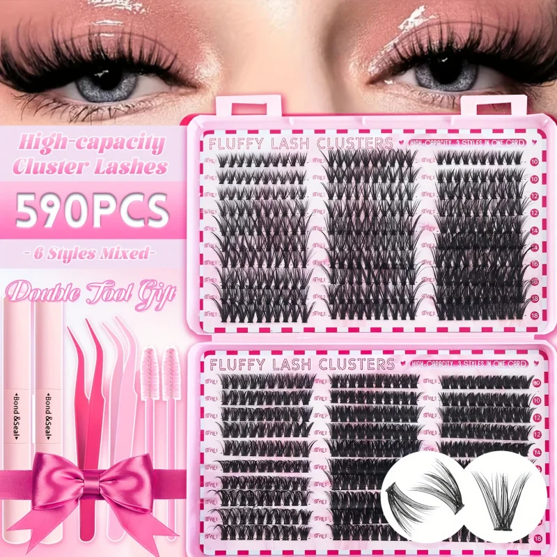 ชุดต่อขนตาปลอม/ชุดต่อขนตาปลอมแบบธรรมชาติและหนา, ขนตาปลอม, ชุดต่อขนตาแบบกลุ่ม DIY (ชุด 30406080100D)