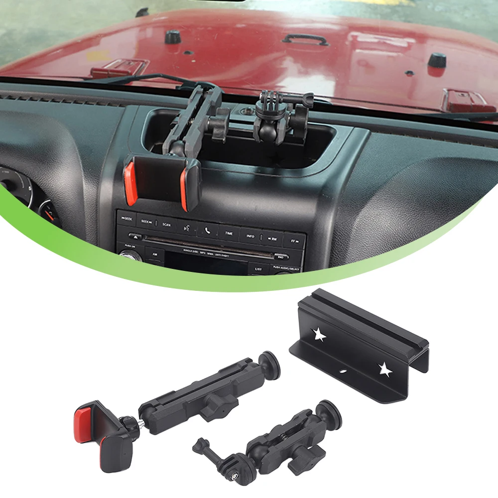 Car Console Phone Holder Slide Rail Mount Bracket for Jeep Wrangler JK 2011 2012 2013 2014 2015 2016 2017 Interior Accessories