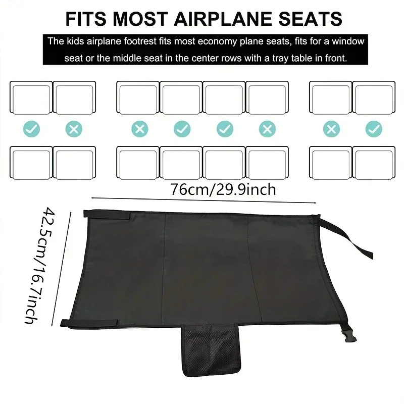 Kids Travel Airplane Bed Portable Footrest Bed Airplane Seat Extender Toddler Foot Hammock Breathable Car Sleep Crib