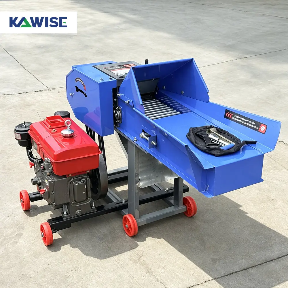 AIROW Small Diesel Chaff Cutter Machine for Grass Straw and Forage Cutting Animal Feed Processing Equipment