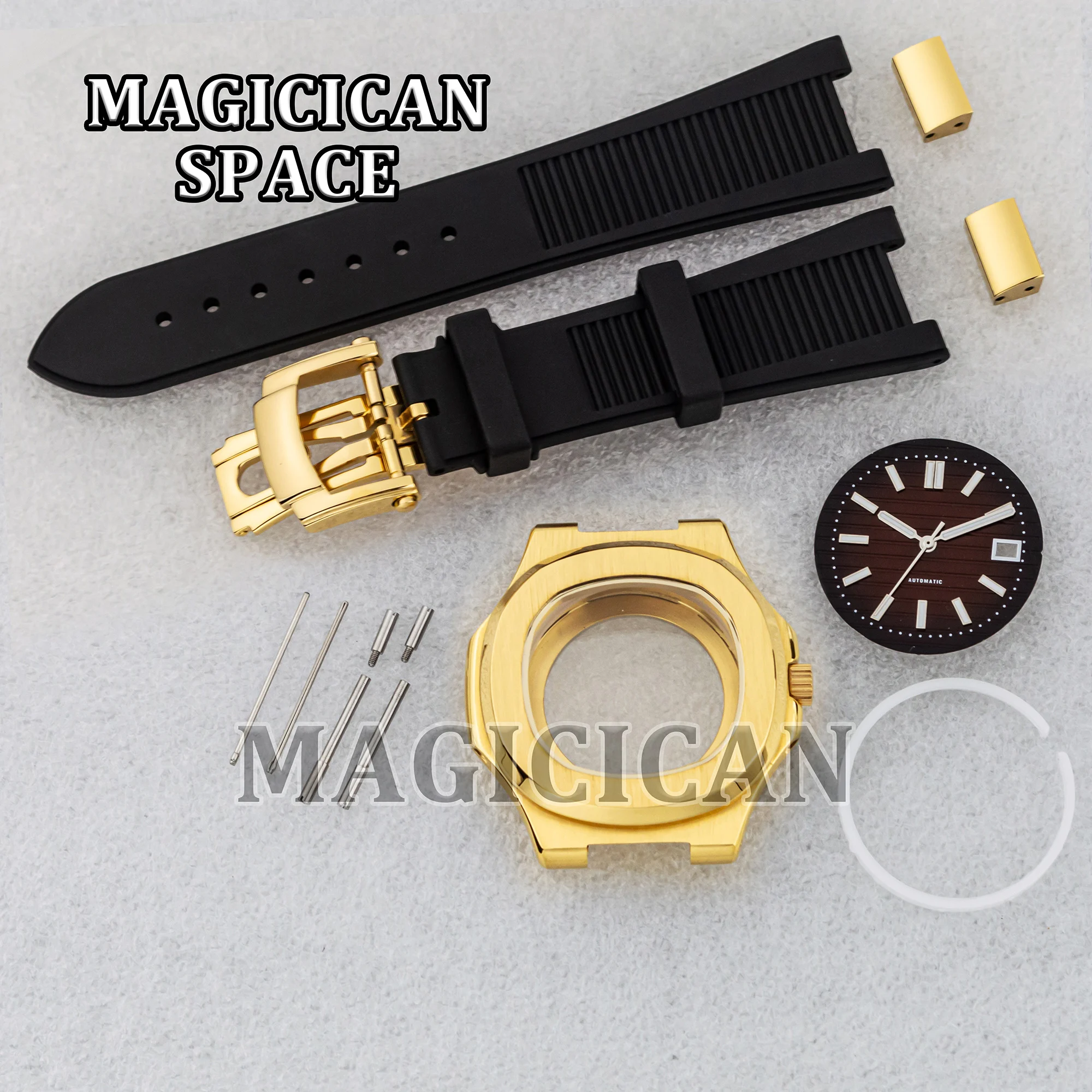 High Quality Square Watch Case Strap for Nautilus Watch Mod Parts Repair Tool Rubber Strap Waterproof Case fit NH35/36 Movement