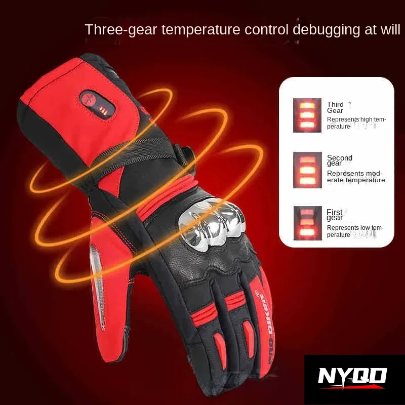 Motorcycle Electric Bicycle Riding Equipment Autumn and Winter Three Temperature Adjustable Electric Gloves Outdoor SkiingGloves