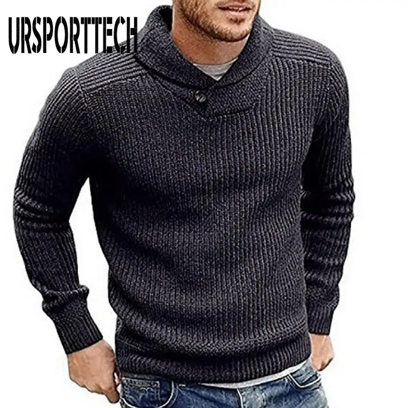 

Winter Cowl Neck Knitted Sweater Men Pullover Mens Long Sleeve Sweaters Men Sueter Hombre Korean Style Slim Fit Male Pull Homme