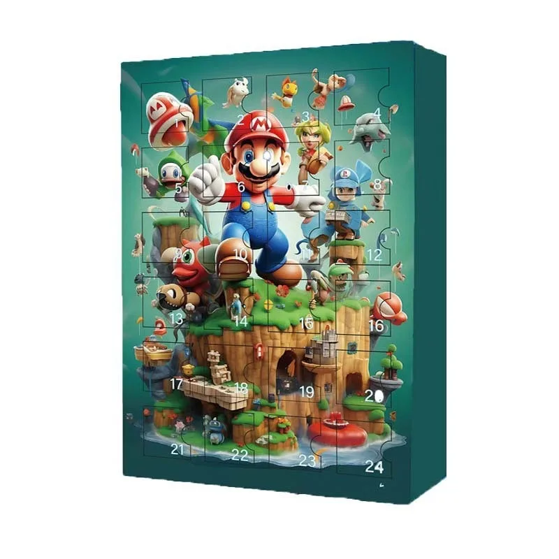 Super Mario Bros 24-dagen kerstvakantie adventskalender anime verrassingsdoos pop cartoon schattig 24-dagen countdown box kerstcadeau