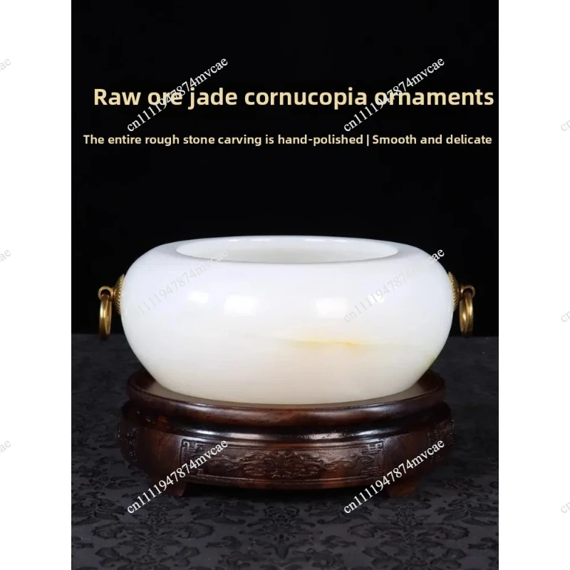 Jade cornucopia ornament, living room entrance, Chinese home decoration, office relocation, new home opening craft gifts
