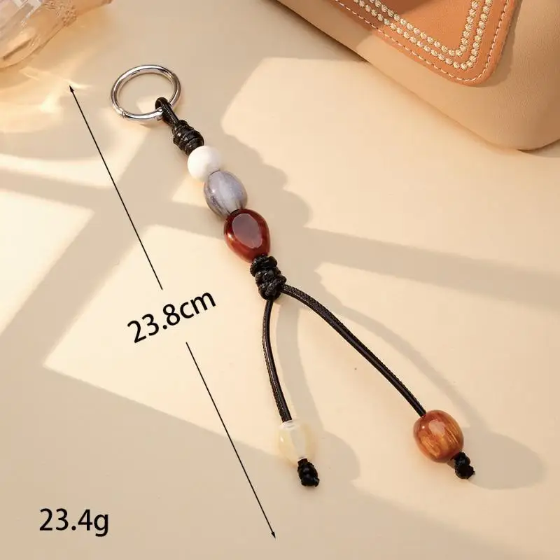 1 Stück Handgefertigter Vintage Stein-Pfirsich-Schlüsselanhänger Boho Taschenanhänger Rustikaler Glücksbringer Geschenk Damen Trendiger Schmuck – Detail 1