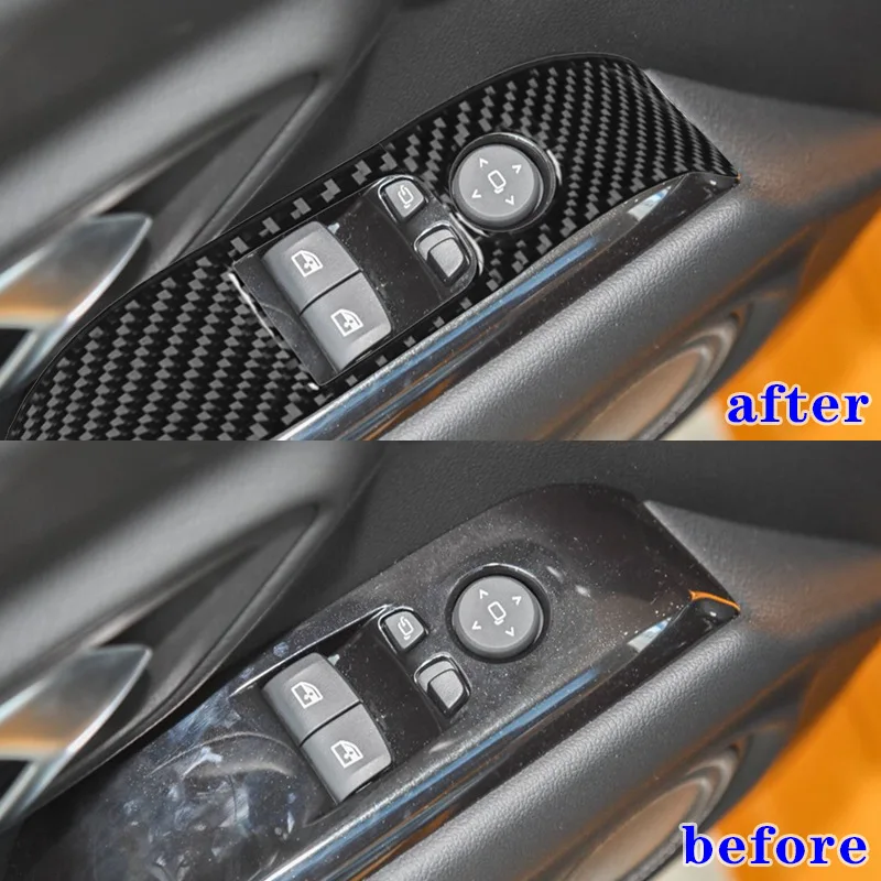 

For 19-22Interior Modification of Toyota Supra A90 Carbon Fiber Window Lifting Panel Decoration Sticker