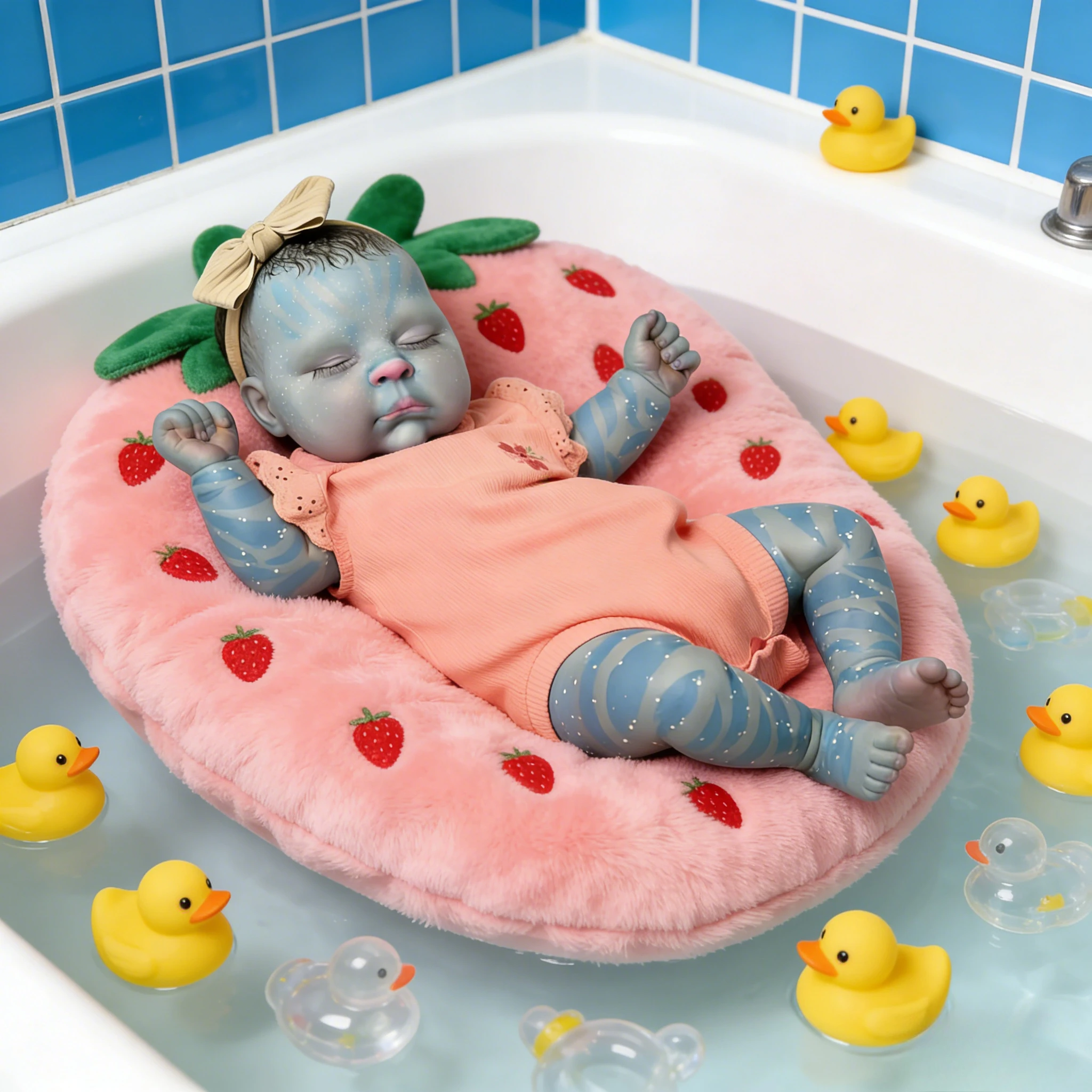 19Inch Real Looking Reborn Peaches Baby Doll: Multi-Layer Painting Blue Skin, Glow-in-Dark, Hand-Painted Hair