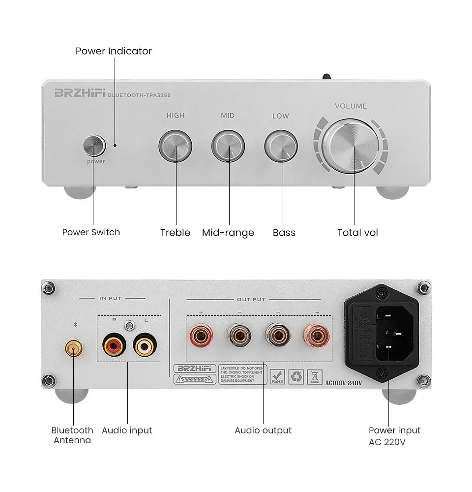 Gorąca sprzedaż 3255-A BT 5.0 300WX2 wysokiej mocy audio wzmacniacz cyfrowy audiofilski 2.0 regulacja basów stereo kino domowe wzmacniacz HiFi