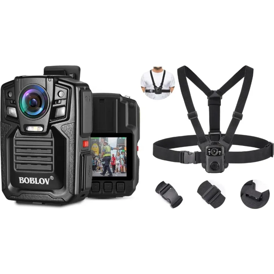 

Outdoor body-worn camera with 2K resolution, polycarbonate housing, black color, 170 wide-angle lens and dual battery support f