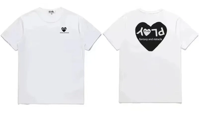 

Brand Cotton Men's and Women's Short Sleeve T-shirt Heart Embroidery Letter Printed Cotton O Collar Summer Loose Casual T-shirt