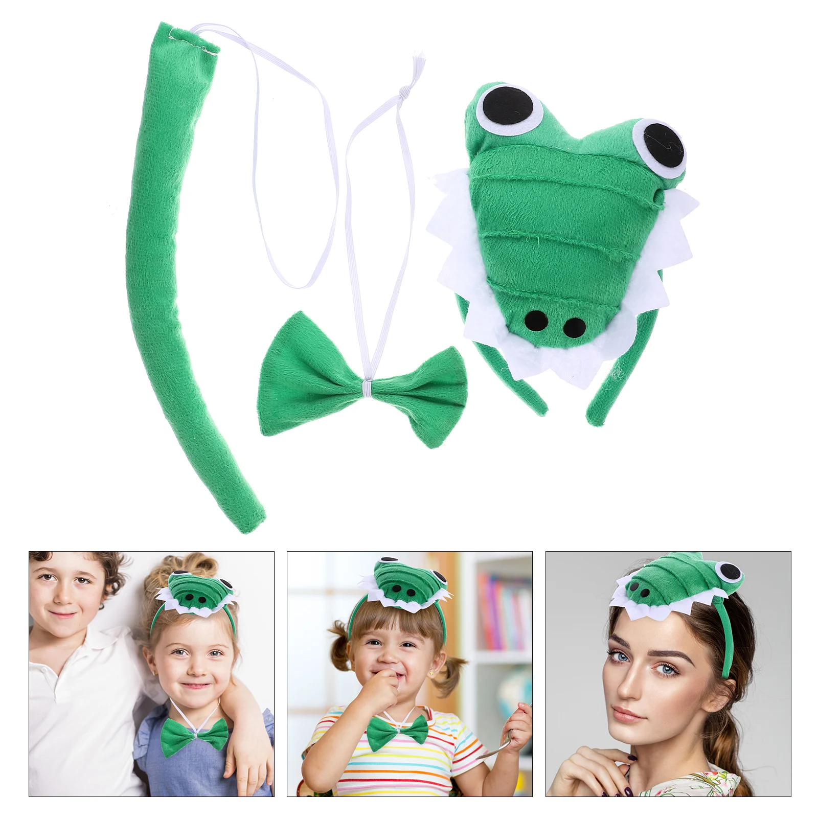 

Crocodile Dress Tail Costume Props Animals Cosplay Bowtie Furry Make Hairband