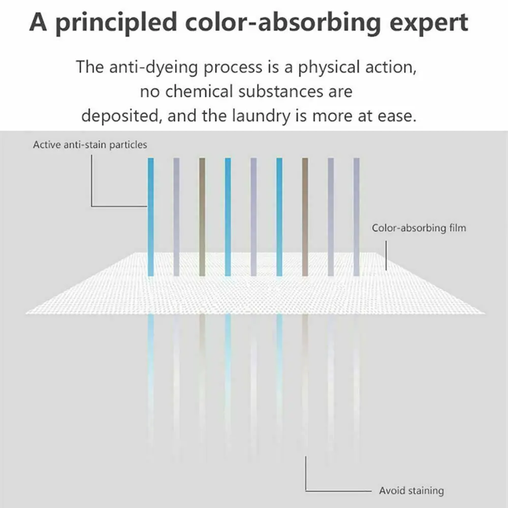 100 pces colora a tintura da folha do coletor que prende a lavanderia do papel da absorção da cor anti-cruz-tingindo o protetor tinct da prova da