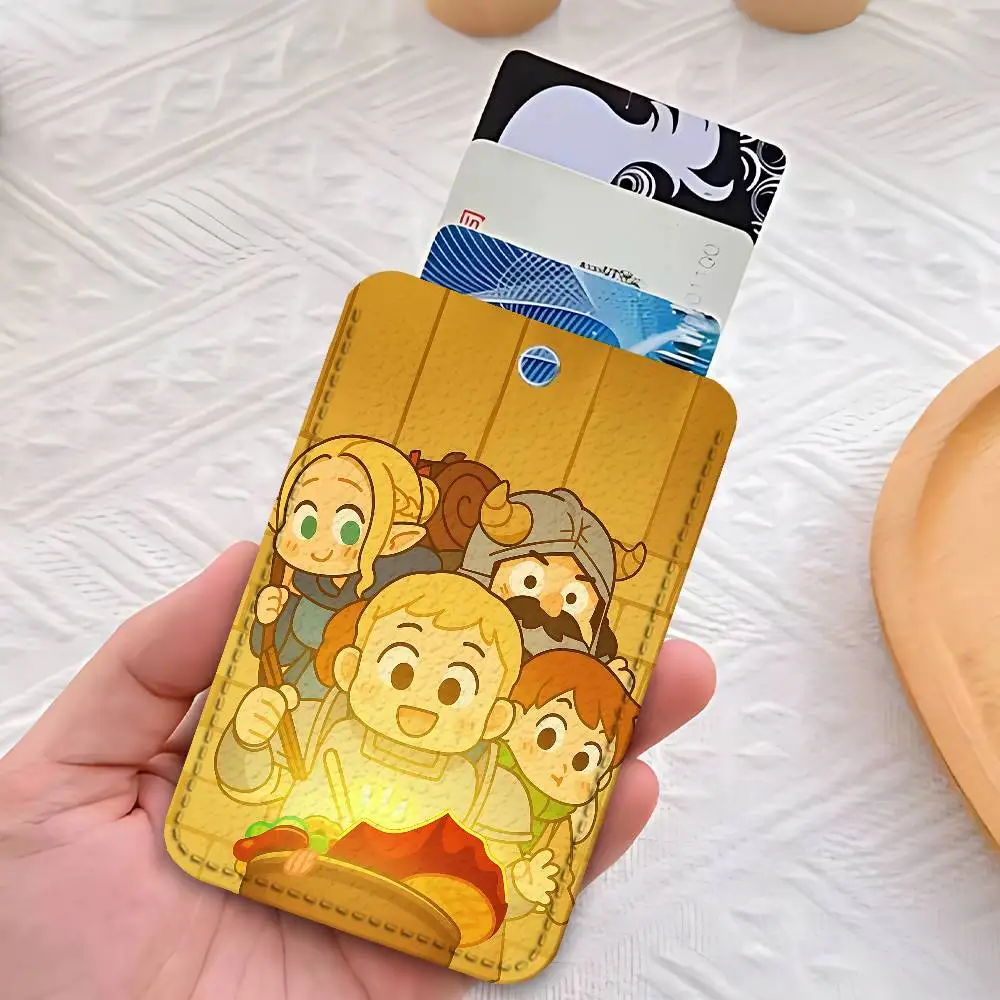 Tasty D-Delicious in D-Dungeons Llavero con etiqueta para llaves Tarjetero de cuero Llavero Tarjetero de acceso rectangular