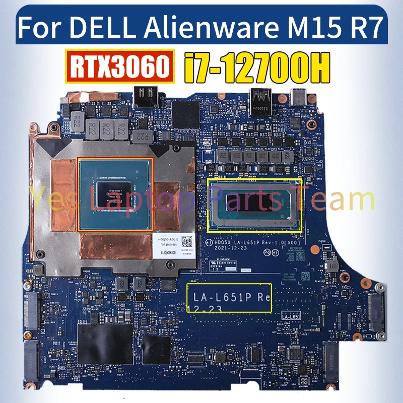 LA-L651P For DELL Alienware M15 R7 Laptop Mainboard SRLD1 i7-12700H RTX3060 GN20-E3-A1 02R5KV Notebook Motherboard