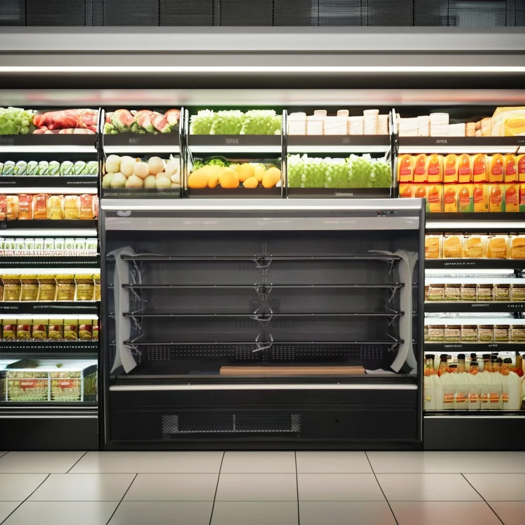 

Supermarket Vegetable Air Curtain Merchandiser Open Front Display Beverage Multideck Open Chiller