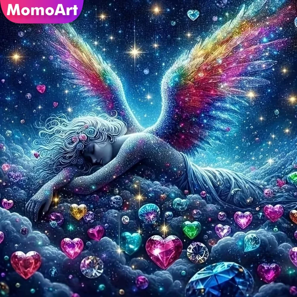 Momoart Engel Diamant-Stickerei Porträt-Gemälde mit Flügeln, Geeignet für Anfänger, DIY Diamant-Mosaik, Neu Eingetroffene Sets, Handarbeit