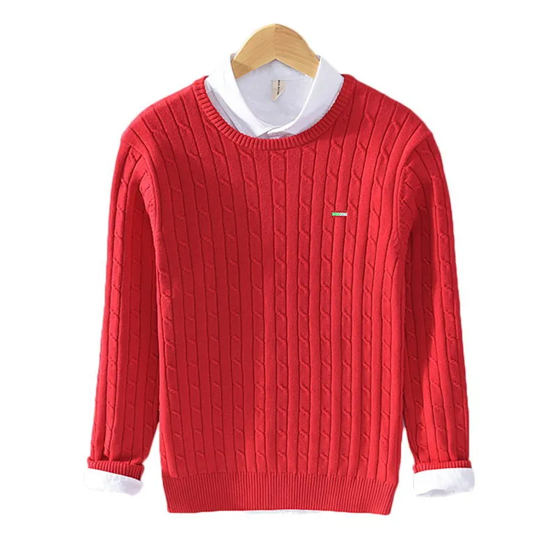 High Quality Autumn Winter Sweaters Men\'s O-neck 100% Cotton Pullover Sweater Classic Solid Color Casual Male Brand Clothing