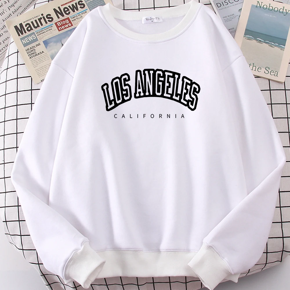 Los Angeles California City Streetwear Sweatshirt For Women Loose Oversized Clothing Personality Soft Letter Print Hoodies Woman