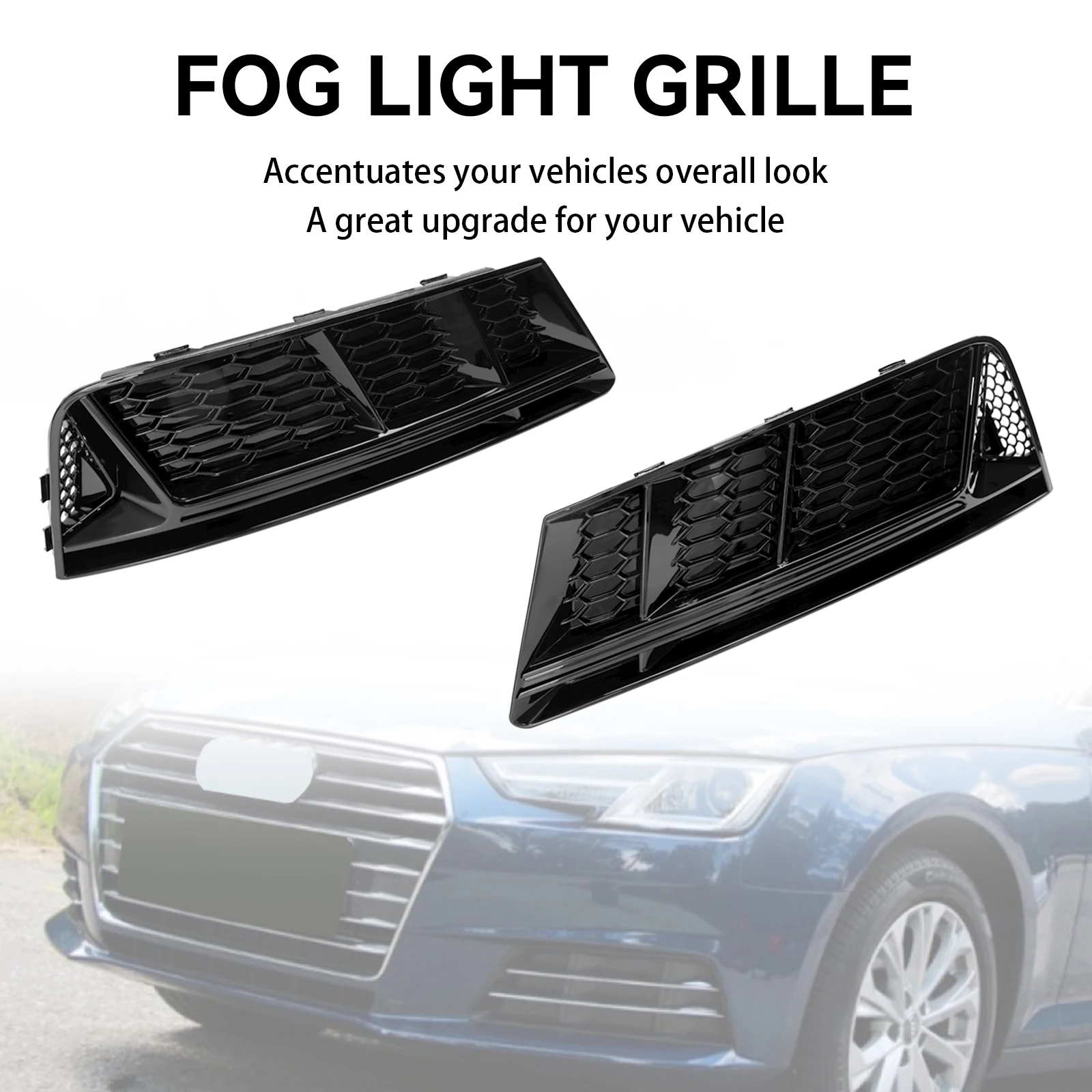 Areyourshop Front Fog Light Grill Lower Bumper Grille Chrome Fit AUDI A4 B9 2016 2017 2018