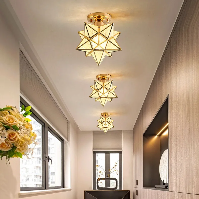 Creative Crystal Ceiling Light Black/Gold Modern Crystal Ceiling Lamps for Living Room Hallway Aisle Bedroom Indoor Lighting
