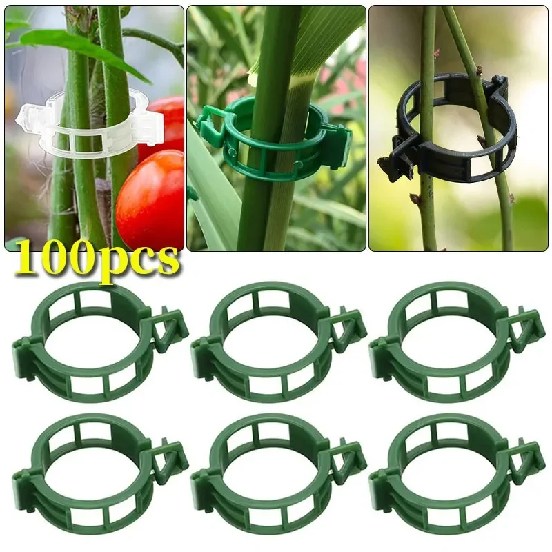 50/100/200/300/400/500Pcs Plant Support Clips Plastic Ties Trellis Stake Clips Garden Veggie Tomato Greenhouse Holder