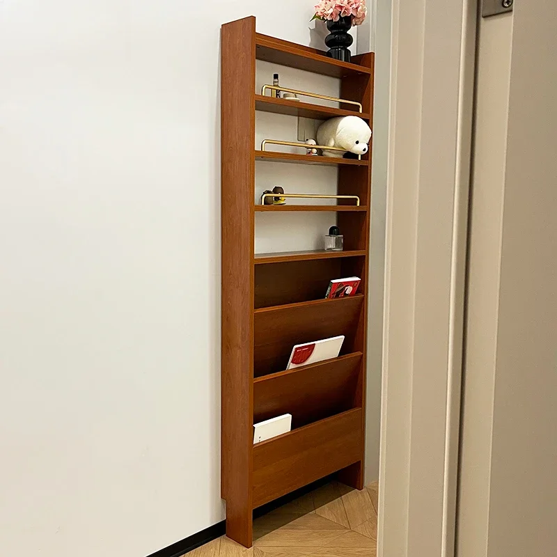 Medieval niche aisle thin and narrow cabinet against the wall solid wood storage bookshelf sofa crack