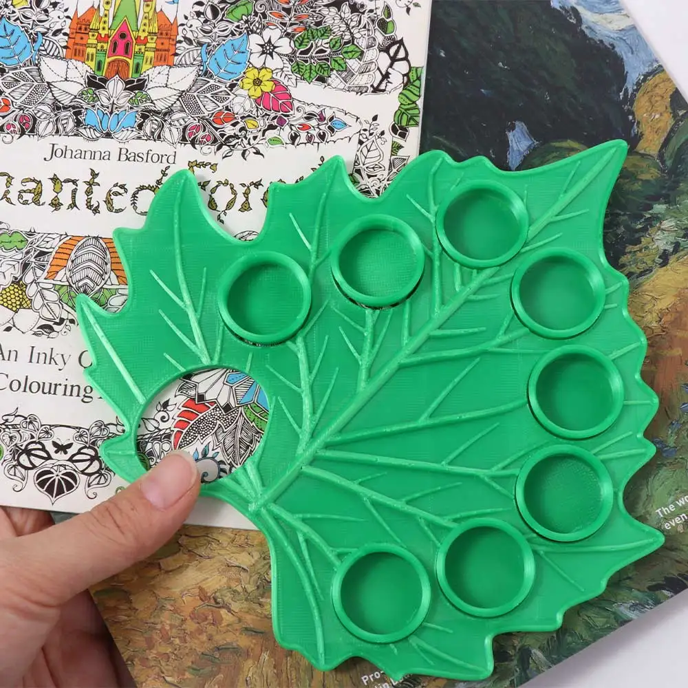 

Art Supply Green Leaf Watercolor Palette Reusable Removable Mixing Tray Plant Shape Paint Palette For Adults Artist